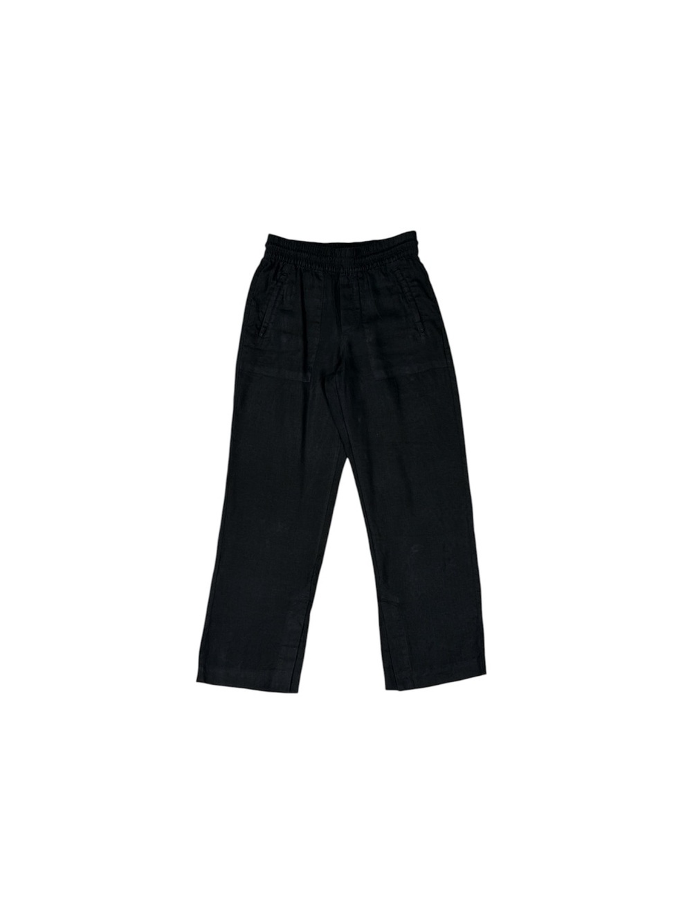 Athleta Women's Black Retreat Linen Barrel Crop Elastic Waist Pants Size:XXS